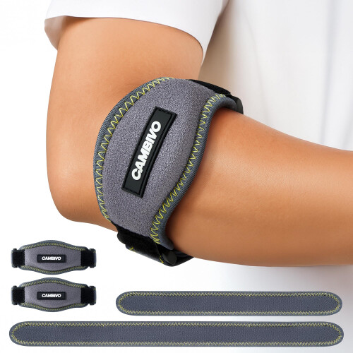 CAMBIVO 2 Pack Tennis Elbow Support Strap With 2 Short Replacement Straps