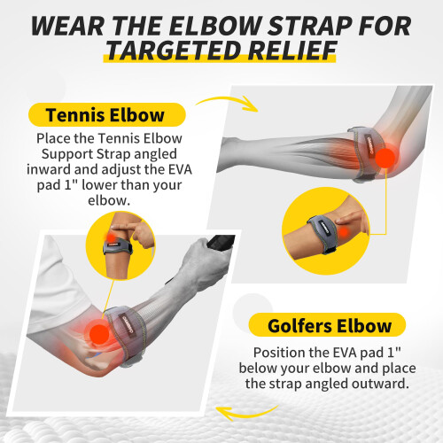 CAMBIVO 2 Pack Tennis Elbow Support Strap With 2 Short Replacement Straps 2