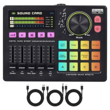 Live Streaming Audio Sound Card with 48V Phantom Power and OTG Connection for Mobile Phone Computer Broadcast Black