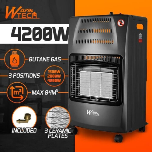 Gasheizung - WARMTECH - WTCC4200-25 - 4200 W - Mit Rädern 1