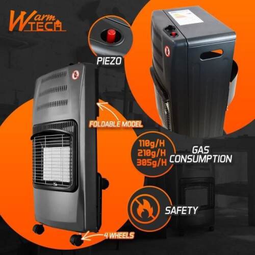Gasheizung - WARMTECH - WTCC4200-25 - 4200 W - Mit Rädern 2