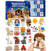 Julkalender för barn 3D-tryckt julkrubbaset leksaker present till småbarn