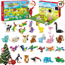 2026 Dieren Adventskalender Bouwset voor Kinderen – Kerst Aftelkalender met 24 3-in-1 Dierenpakketten, 72 Figuurtjes, Creatief Bouwen