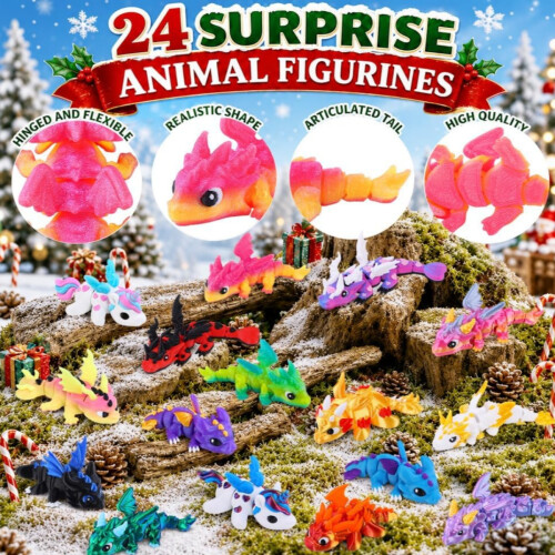 Kerstadventskalender 2026 met mini 3D-geprinte draakjes 2