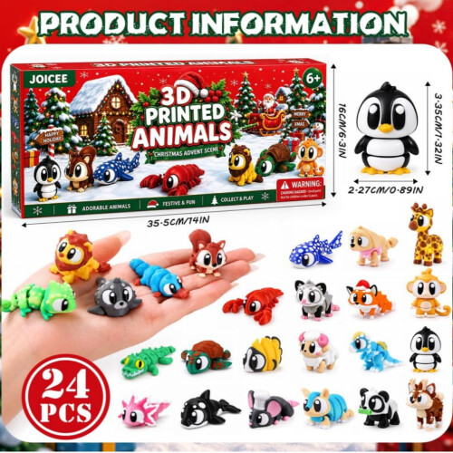 Adventskalender 2026 mit Mini-3D-gedruckten Tierfiguren 1