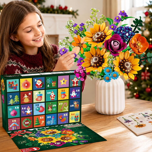 Adventskalender 2026: Wildblumenstrauß-Bauset mit Lichterkette 1