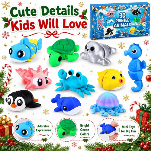 Christmas Advent Calendar Mini 3D Printed Animals 24 Days 2
