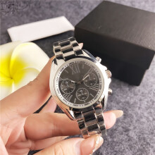 (Silver and black) Women Stainless Steel Quartz Watch, Roman Numeral 3-Eye Dial Elegant Dress Wrist Watch for Ladies Daily Wear