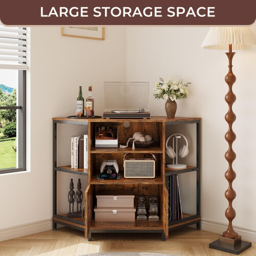 Dripex Vintage TV Corner Cabinet with LED Lighting 2