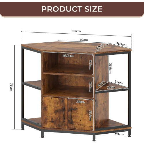 Dripex Vintage TV Corner Cabinet with LED Lighting 1