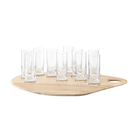 LSA Palette 10-Piece Shot Glass Set with Ash Wood Serving Tray