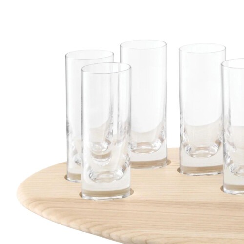 LSA Palette 10-Piece Shot Glass Set with Ash Wood Serving Tray 1