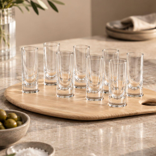 LSA Palette 10-Piece Shot Glass Set with Ash Wood Serving Tray 2