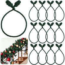(Green) 12PCS Christmas Garland Ties, 50cm Banister Twist Ties Stair Wreath Decor
