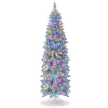 6 FT Pre-Lit Christmas Tree Hinged Slim Pencil Xmas Tree