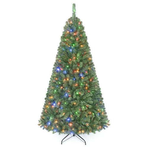 Costway Prelit Christmas Tree w/ LED Lights & PVC Branch Tips 1
