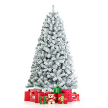 6 FT Snow Flocked Hinged Christmas Tree with 600 Branch Tips