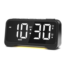 Mesqool Digital Bedside Clock - White LED Alarm Clock for Bedrooms, 5 Brightness & Volume Levels, Dual Alarms, USB Powered, Extra Loud for Heavy Sleep