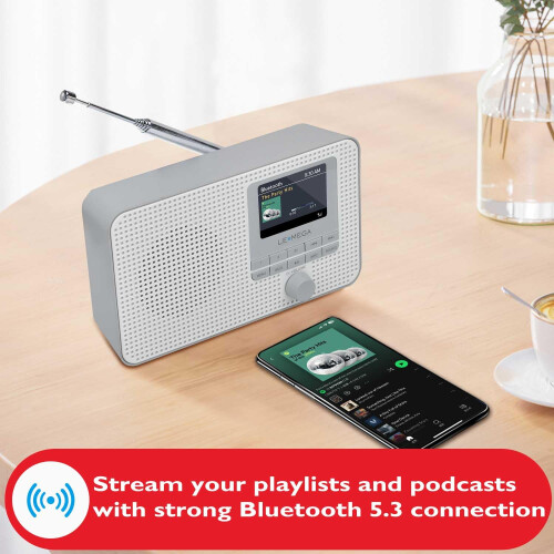 LEMEGA IR1 Portable Internet Radio with DAB,Podcast Player,Bluetooth,Grey 1