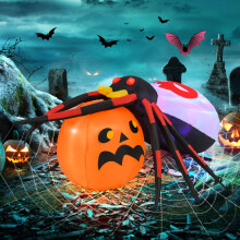 Inflatable Halloween Spider & Pumpkin Decoration With Lights