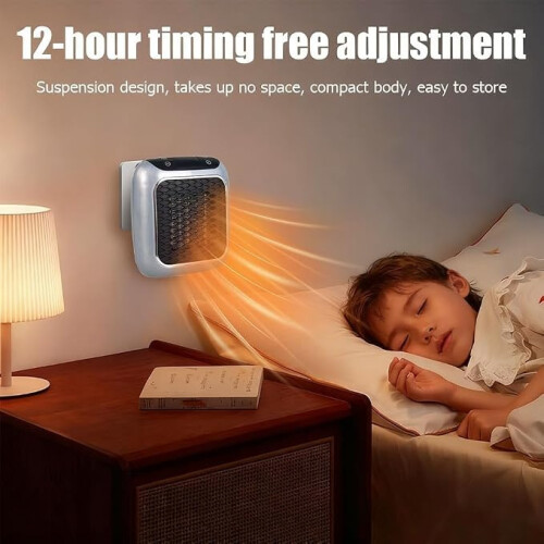 Compact Plug-in Space Heater with Remote, 3s Rapid Ceramic Heating, PTC Element, 12H Timer 1