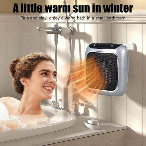 Compact Plug-in Space Heater with Remote, 3s Rapid Ceramic Heating, PTC Element, 12H Timer 2