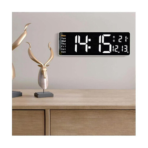 16inch Led Digital Wall Clock- Alarm Clock/temp/date/week/timer Remote Adjustable /gym/office-bule 2