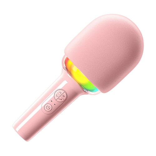 Wireless Bluetooth Singing Microphone Portable Handheld Mic for Home Pink 2