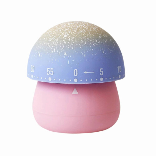 Mechanical Kitchen Timer, Cute Mushroom Timer for Kids, Wind Up 60 Minutes Manual Timer (Pink Base)