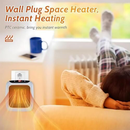 Wall Heater, 800W with Remote Control, PTC Ceramic Heating Element, 12 Hour Timer, Rapid Heating in 3 Seconds 2