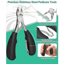 Toenail Clippers For Thick Nails And Ingrown Nails For Seniors - Stainless Steel Soft Grip Nail Clippers With Nail File