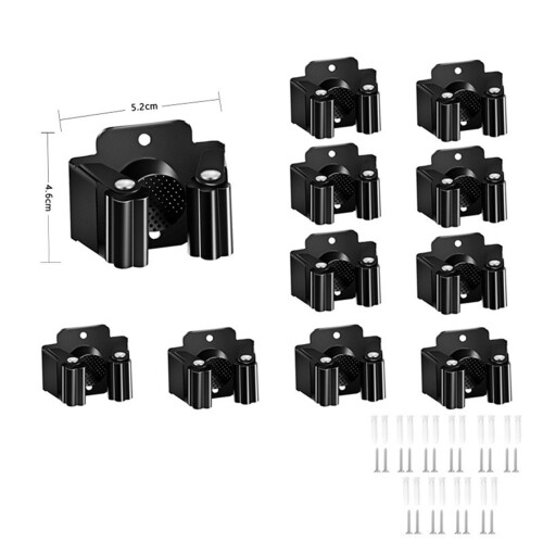 Supporto A Parete per Scope e Mocio con Clip, Organizer Resistente In Acciaio Inossidabile per Cucina e Bagno. 2