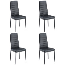 Set of 4 Modern Dining Chairs,Kitchen Chair Leather with Metal Legs and Foot Pads,Thick Padded Seats,Backrest Set