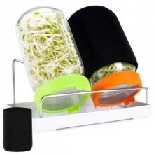 Kit per La Germinazione di Semi con Coperchi A Rete In Acciaio Inox, Manicotti Oscuranti, Supporto e Vassoio Raccogligocce per La Coltivazione di