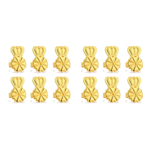 6-Pairs Earring Backs,Earring Backs Lifter for Heavy Earrings, Adjustable Hypoallergenic Secure Earring Backs(Gold)