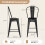 Ensemble de 4 tabourets de bar en métal noir, empilables et avec dossiers 5