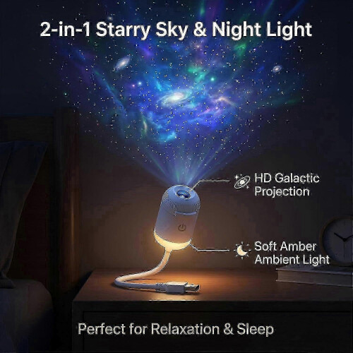 Holographic Night Light Projector Hd Smart 5d Holographic Night Light Projector, 2-In-1 Galaxy Projector Night Light, 360 Rotation Adjustabl 1
