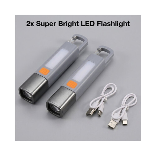 2 Super Bright LED Flashlights, Portable, Powerful Flashlights with Telescopic Focus, Camping Hanging Flashlights 2