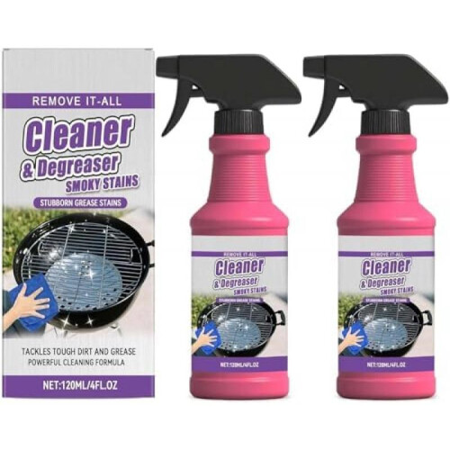 Heavy-Duty Grill Degreaser Spray, Fast-Acting All-Purpose Kitchen Cleaner, 2 Pack