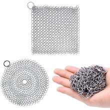 ZoeTekway 2-Piece Cast Iron Cleaner Set - Stainless Steel Ring Scrubber for Dutch Oven, Grill Pan & Wok - Rust Removal Cleaning Tool