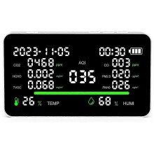 Moniteur de qualité de l'air 11 en 1, moniteur de CO2/COV/PM2.5/thermomètre/hygromètre intérieur, appareils de mesure de la qualit