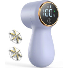 rasoir anti-peluches rechargeable pour vêtements et pulls, avec 3 vitesses, écran LED, 6 lames en acier inoxydable.