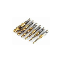 6-teiliges Set Gewindebohrer, HSS M3-M10, titanummantelt, Kombinations-Gewindebohrer mit 1/4"-Sechskantgewinde (metrisch)