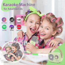 Mini machine de karaoké avec 2 micros sans fil, enceinte Bluetooth portable, petite machine de karaoké avec son stéréo et basses r