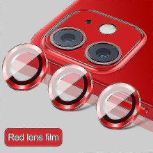 Lensbeschermfolie met metalen ring voor iPhone 14 13 Pro Max 12 11 - 13 of 13 Mini (2 stuks) - Rood