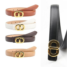 (White) Women's Metal Buckle Belt - Simple Casual Fashion Waistband for Dress Suit Pants, All-Match Ladies Accessory