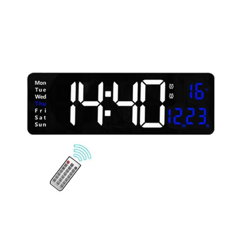 16inch Led Digital Wall Clock- Alarm Clock/temp/date/week/timer Remote Adjustable /gym/office-bule