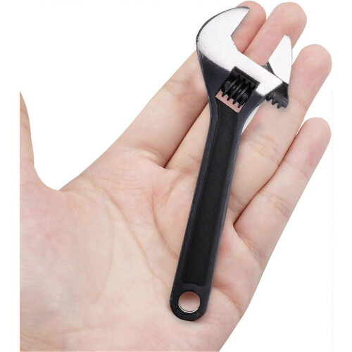 4"/100 mm Adjustable Wrench with 15 mm Opening, 45# Steel for Precision Work, Electronics, Black