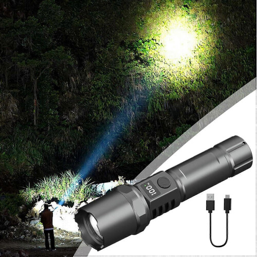 Rechargeable Camping Flashlight, Powerful Flashlight for Hiking, Rechargeable Flashlight with 3 Modes, Powerful Torch, High Lumen Flashlight 1