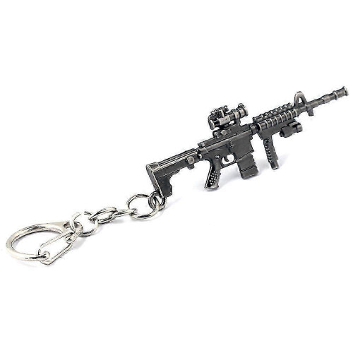 4 Pack Mini Gun Keychains for Men, Silver Metal Pistol Key Ring Pendants (4 Assorted Designs and Sizes) 1